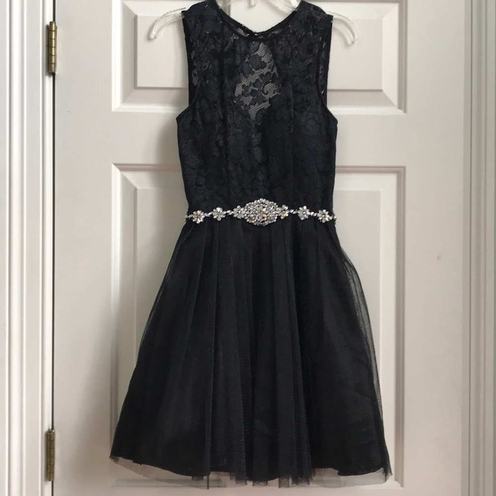 Black Rhinestone Formal Cocktail Dress LBD